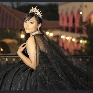 Elegant Black Gown with Sparkling Details